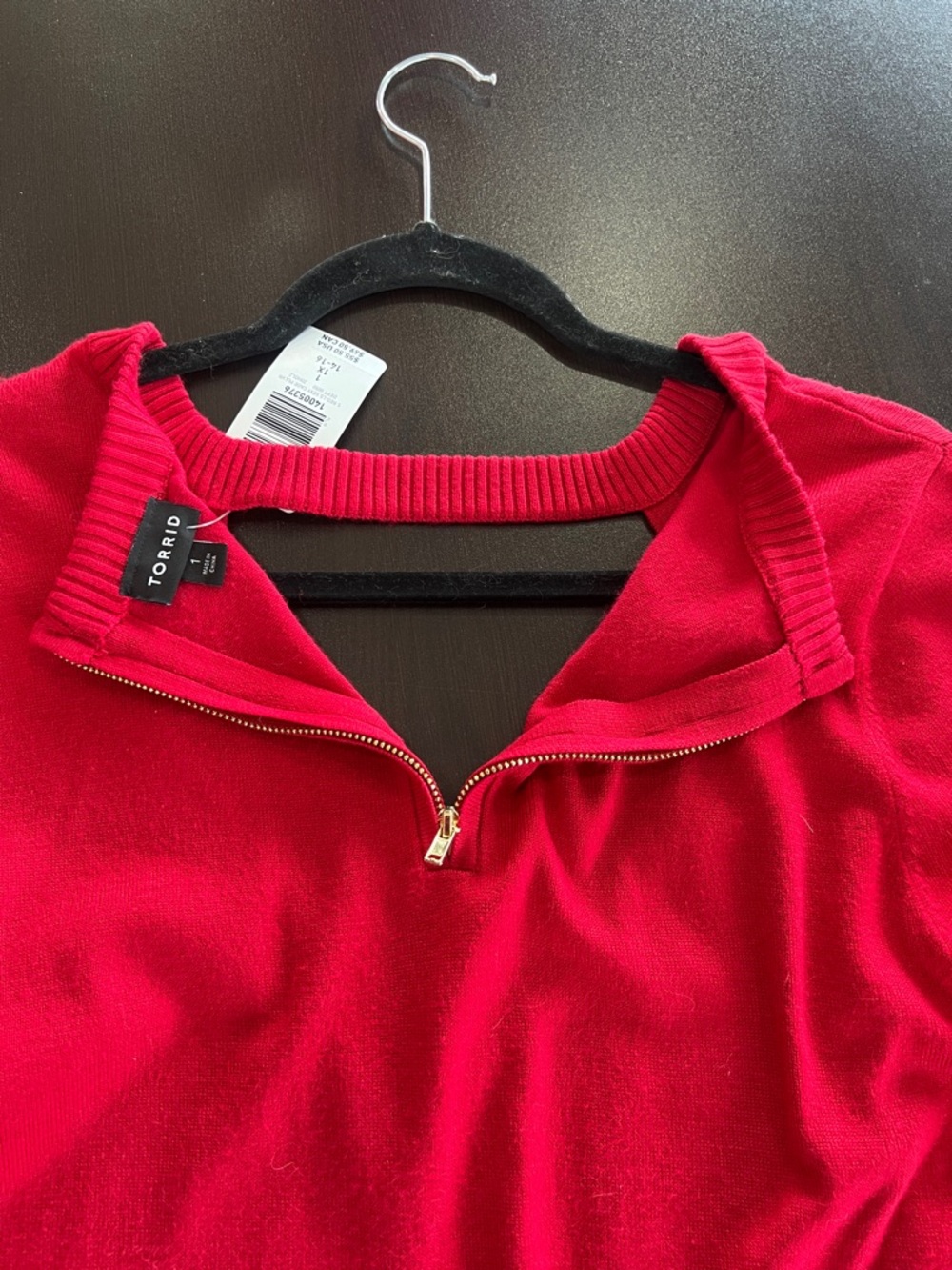 torrid Red Crisscross V-Neck Long Sleeve Sweater - Picture 5 of 7